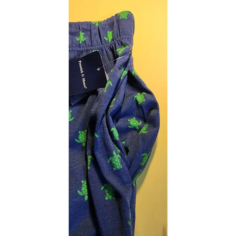 Preswick Moore Pajama‎ Pants Mens Large Turtle Print NWT